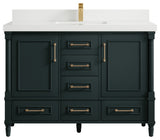 Aberdeen 48 Single Sink Bath Vanity in Dark Forest Green 2" White Quartz