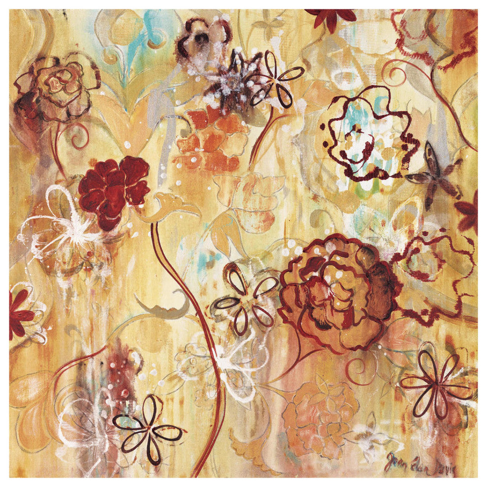 "Garden of Golden Roses" Digital Paper Print by Joan Elan Davis, 38"x38"