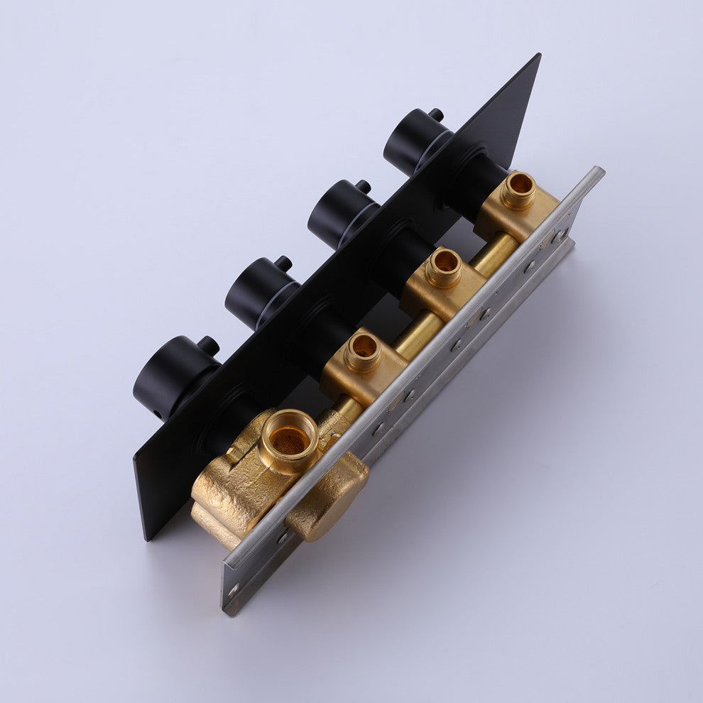 Luxury Thermostatic Shower System with 6 Body Jets & Handheld Shower, Matte Black