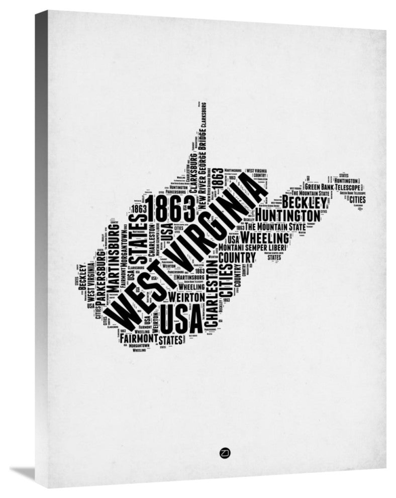 "West Virginia Word Cloud 2" Fine Art Print