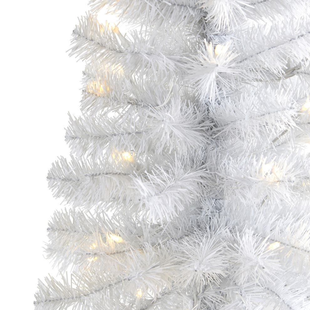 2' White Artificial Christmas Tree With 35 LED Lights and 72 Bendable Branches