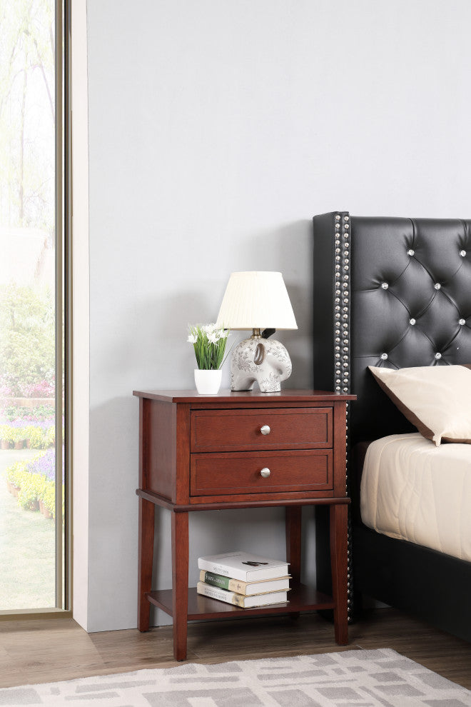 Glory Furniture Newton 2 Drawer Nightstand in Cherry