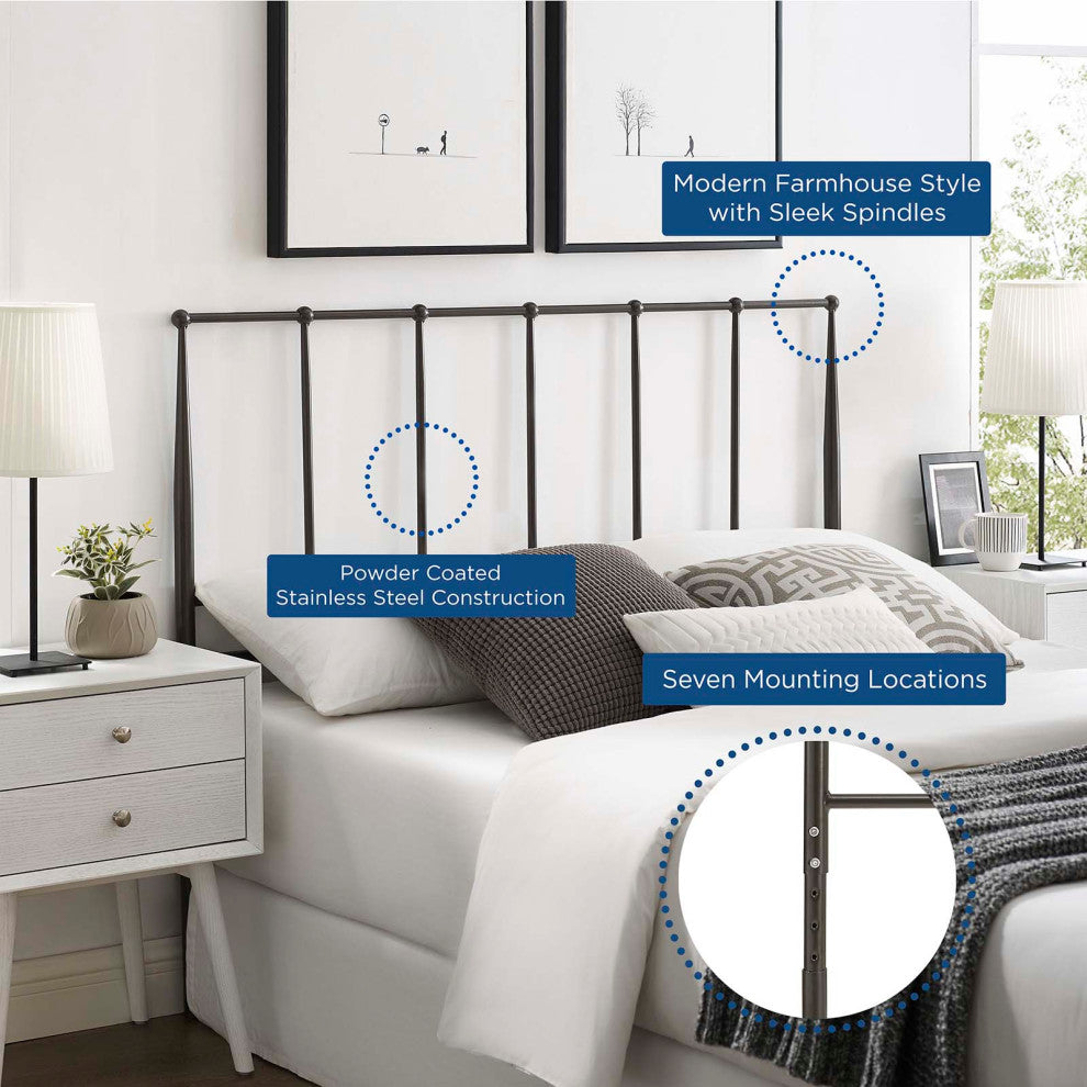 Kiana Queen Metal Stainless Steel Headboard Brown