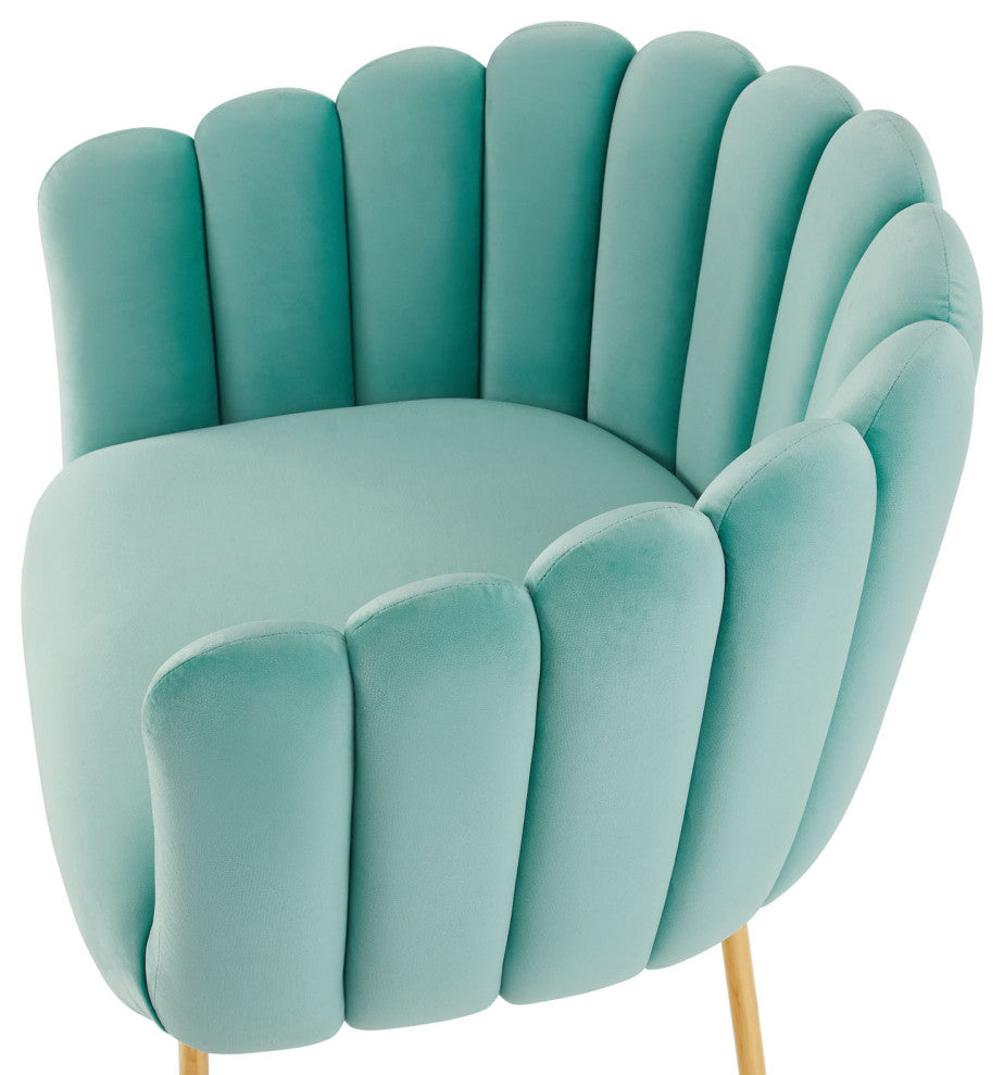 Armchair Accent Tufted Chair, Blue, Velvet, Modern, Mid Century Hotel Lounge