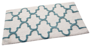 Cotton Dual Color Geometric Pattern Bath Rug, New Blue, 50"x30"
