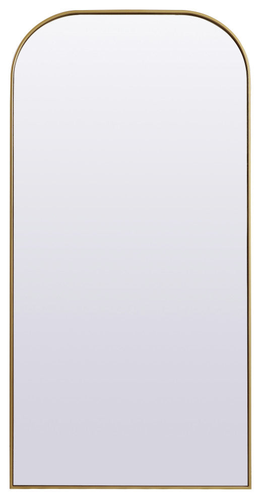 Metal Frame Arch Full Length Mirror 35X72 Inch, Brass