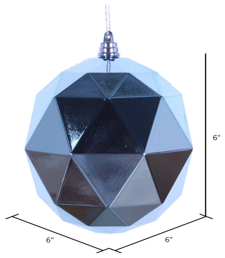 Vickerman M177432DS 6" Baby Blue Shiny Geometric Ball Ornament, 4 per bag
