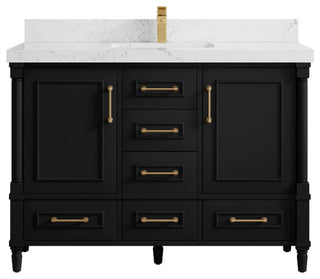 Aberdeen 48 Single Sink Bath Vanity in Black 2" Empira Quartz