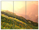 Flowering Mountain Meadow View, Landscape Triptych Canvas Art, 36x28, 3 Panels