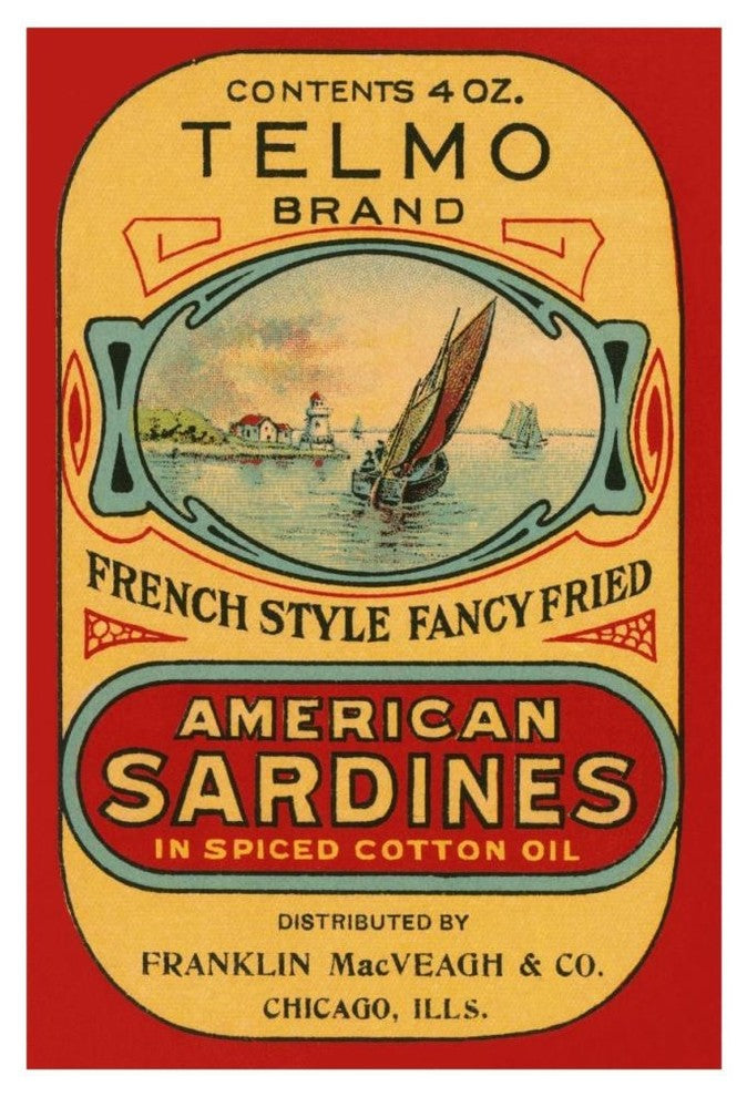 "Telmo Brand American Sardines" Digital Paper Print by Retrolabel, 31"x46"