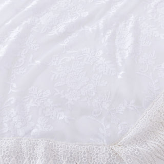 Tache 6-Piece Rose Pink White Satin Ruffled Bedding Set, Queen