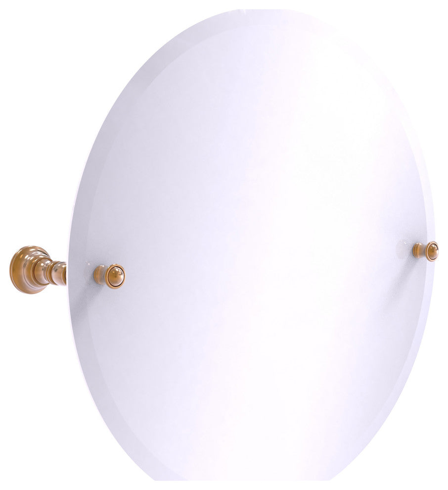 Carolina Frameless Round Tilt Mirror with Beveled Edge, Brushed Bronze
