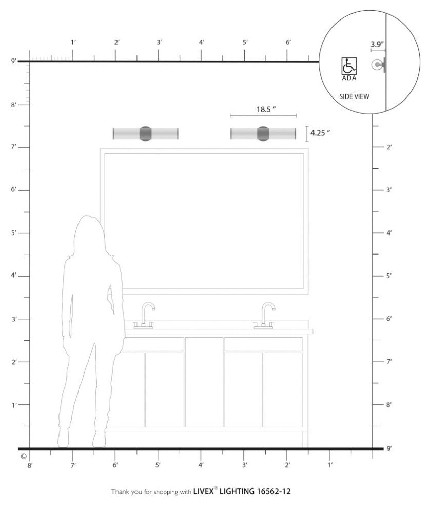 Lindale 2 Light Satin Brass ADA Vanity Sconce