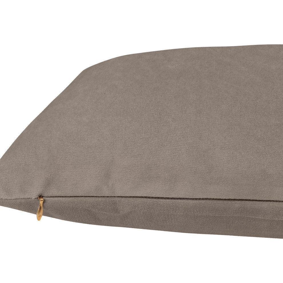 Delara Set of 1 Velvet 20x20", Cushion Cover, Grayish Brown, Pillow Cover Only