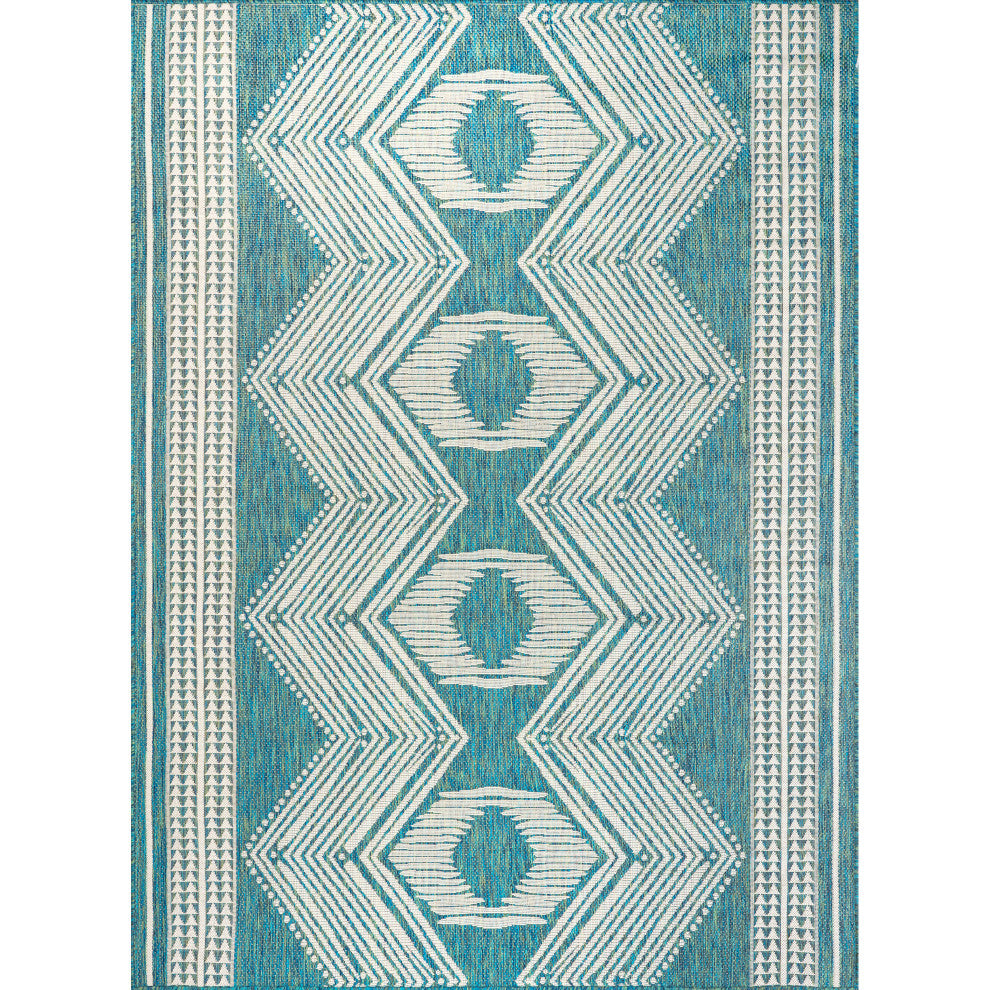 Nuloom Ranya Tribal Indoor/Outdoor Contemporary Area Rug, Teal 8'X10'