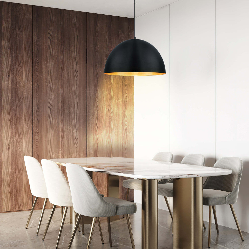 1x22.5W LED Pendant With Black and Gold Finish, 23.63", 23.63"