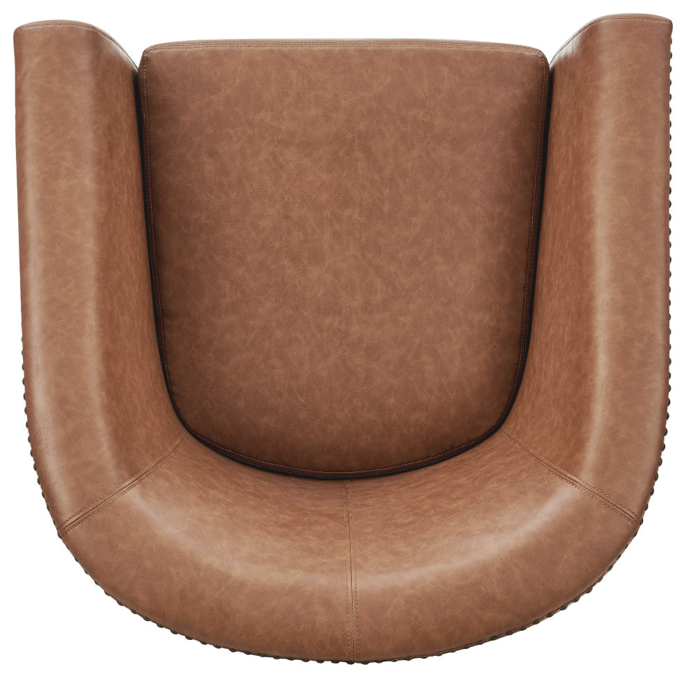 Ernest PU Swivel Accent Arm Chair, Vintage Cider