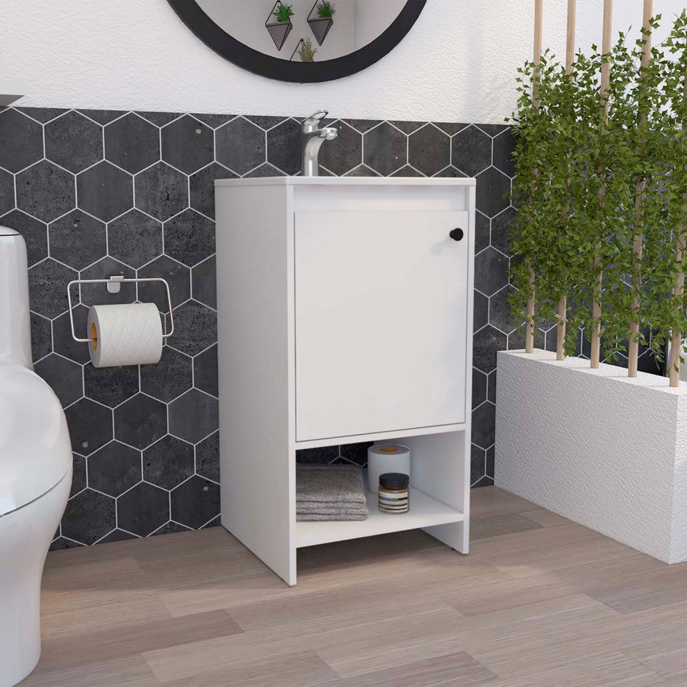 Chariot Free Standing Vanity Cabinet with Open shelf, White