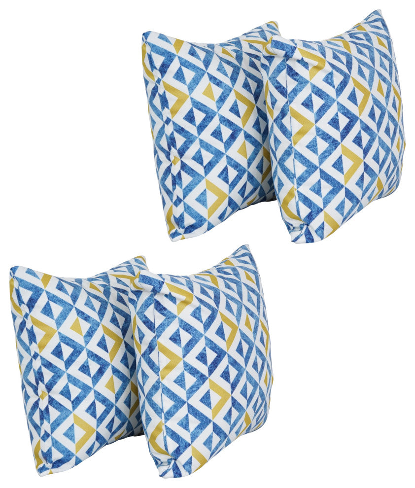 17" Square Polyester Outdoor Throw Pillows, Set of 4, Tropez Cobalt