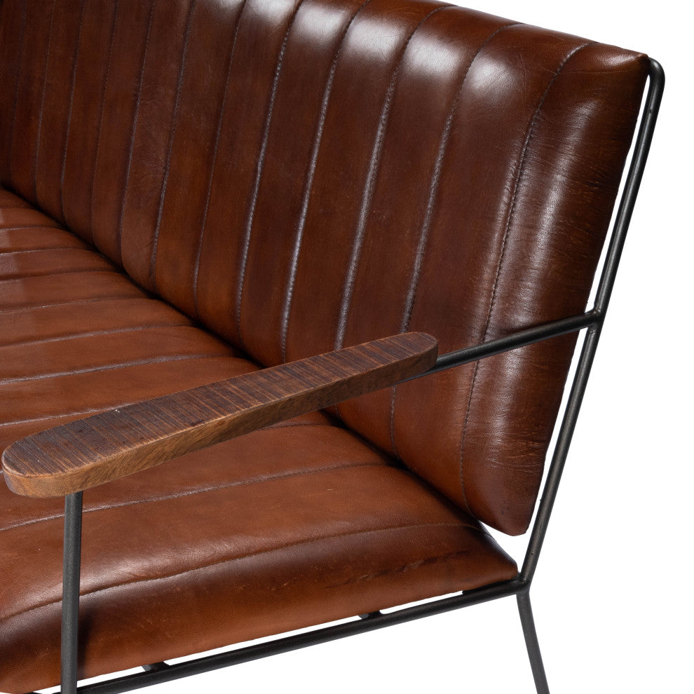 Butler Phoenix Leather and Metal Bench