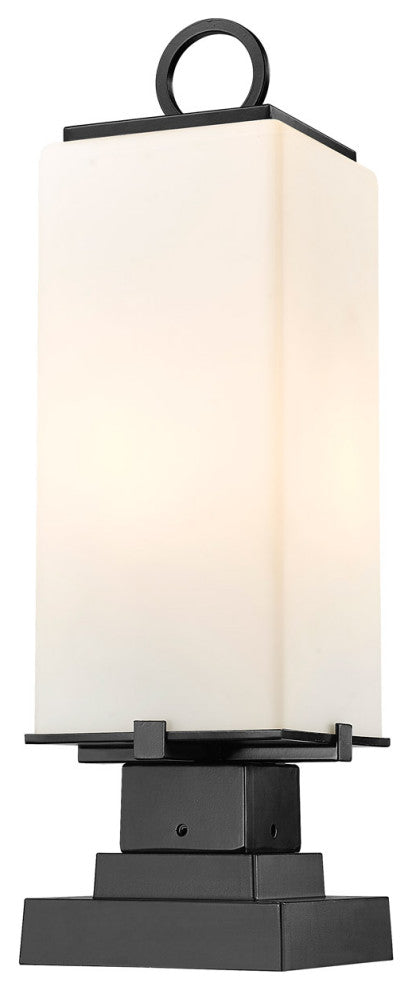 Zlite 593PHMS-SQPM-BK 2-Light Outdoor Pier Mounted Fixture, White Opal