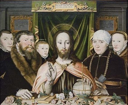Christ Blessing, Surrounded by a Donor and His Family (Triptych of a Protestant