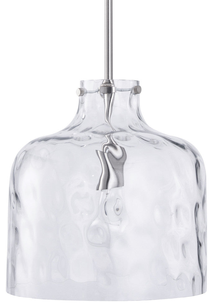 Farmhouse 1-Light Textured Glass Nickel Pendant Light
