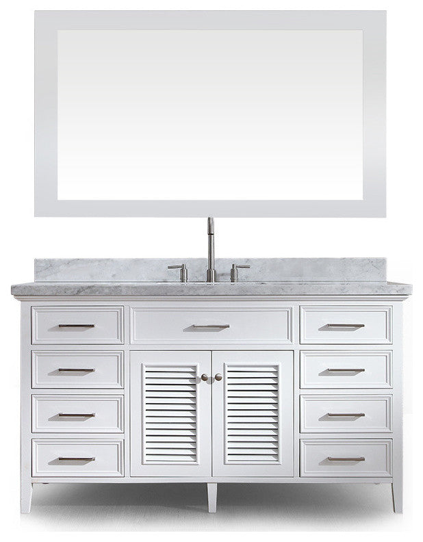 Kensington 61" Single Sink Vanity Set, White, Single Sink
