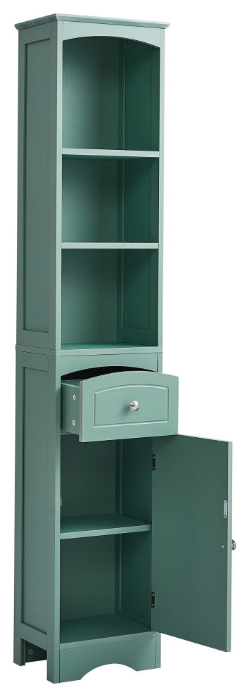 67" Tall Freestanding Bath Storage Cabinet, Adjustable Shelves