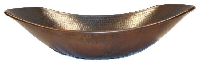 17" Oval Roman Vessel Copper Bath- Drain Options Available, No Drain