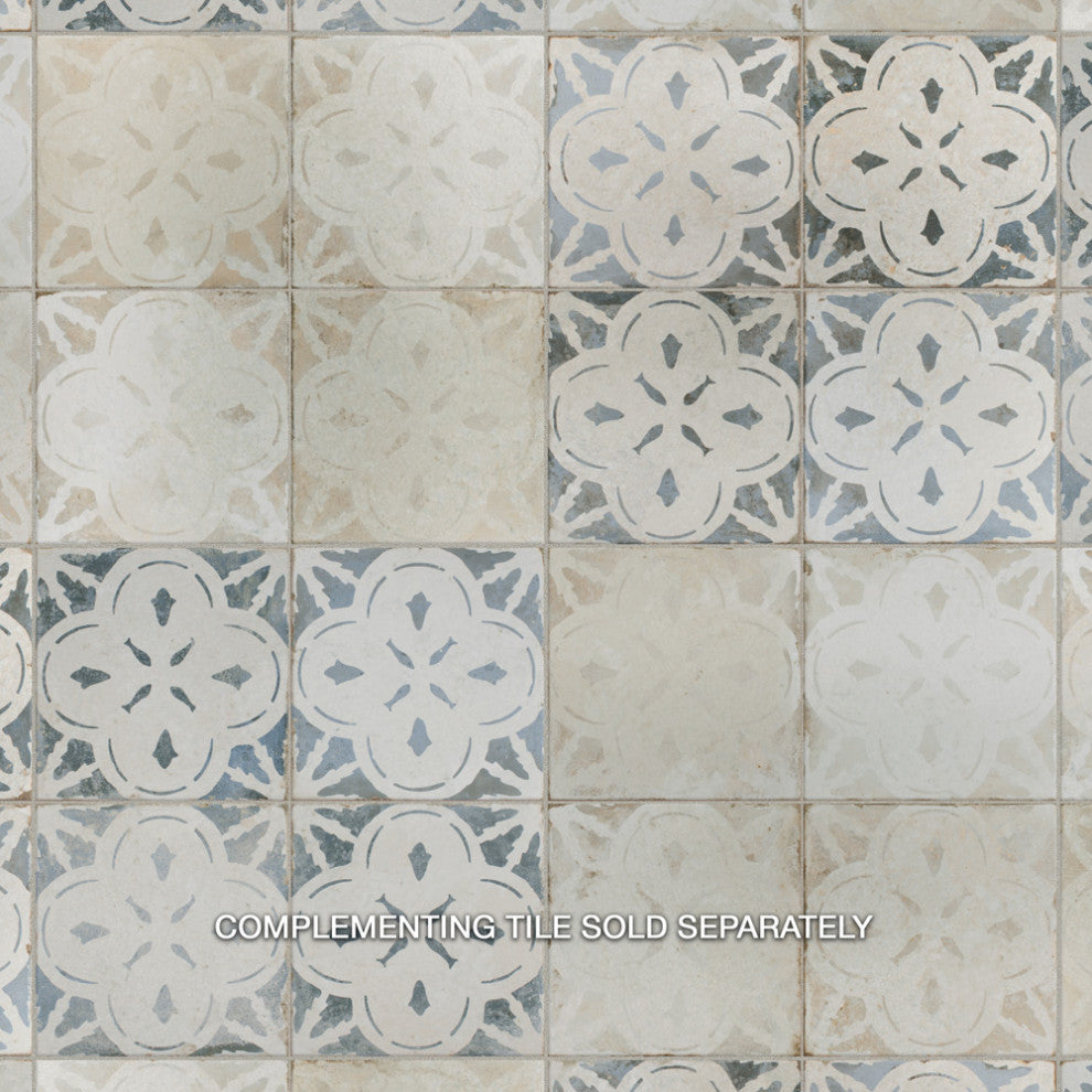 Kings Aurora Encaustic Ceramic Floor and Wall Tile, White