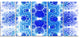 Exotic Blue Fractal Crescent Pattern, Abstract Art on Canvas, 60"x28", 5 Panels