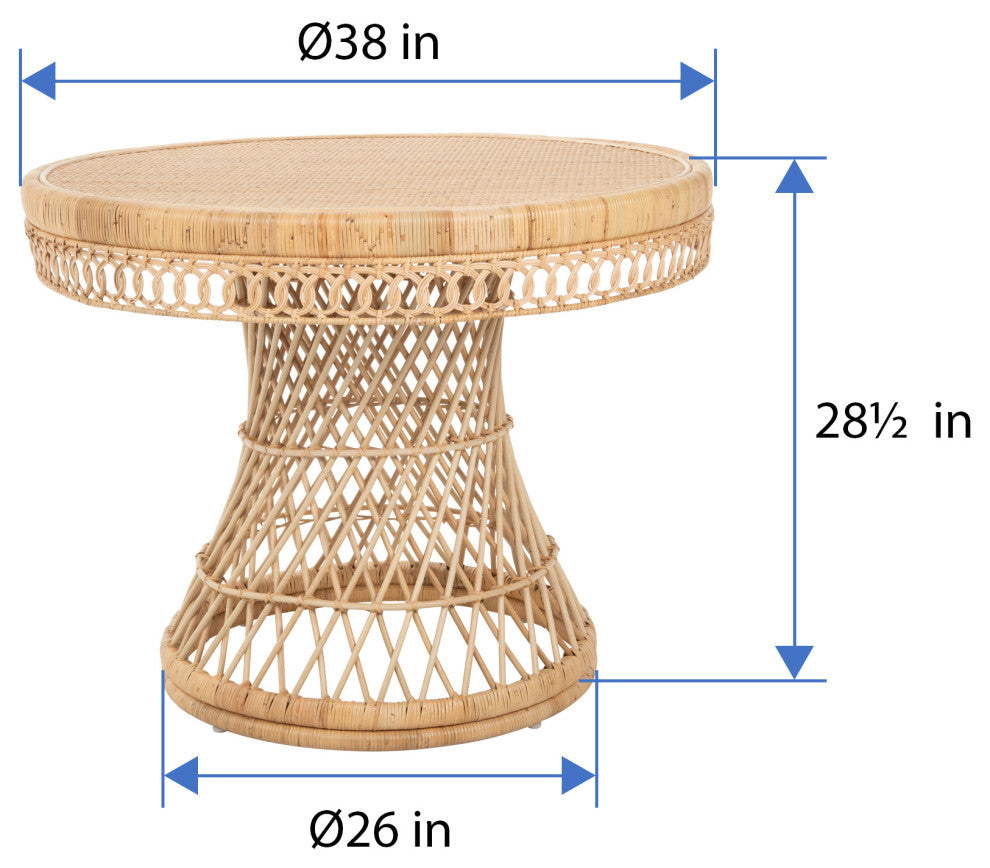 Round Rattan Peacock Small Dining Table, Natural