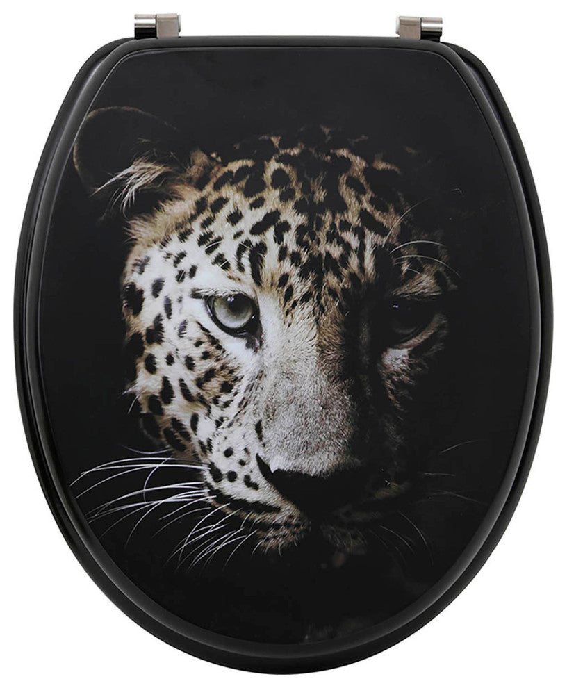 18" Elongated Toilet Seat With Print, Leopard