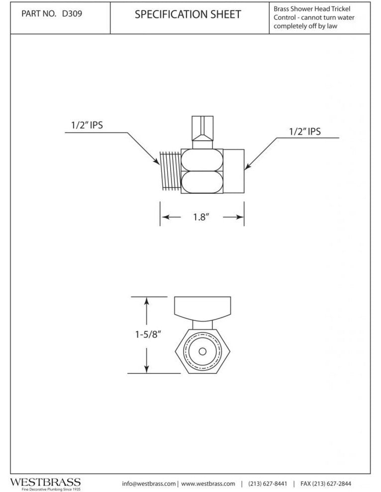 Shower Arm Mounted Volume Control, Powder Coated Flat Black