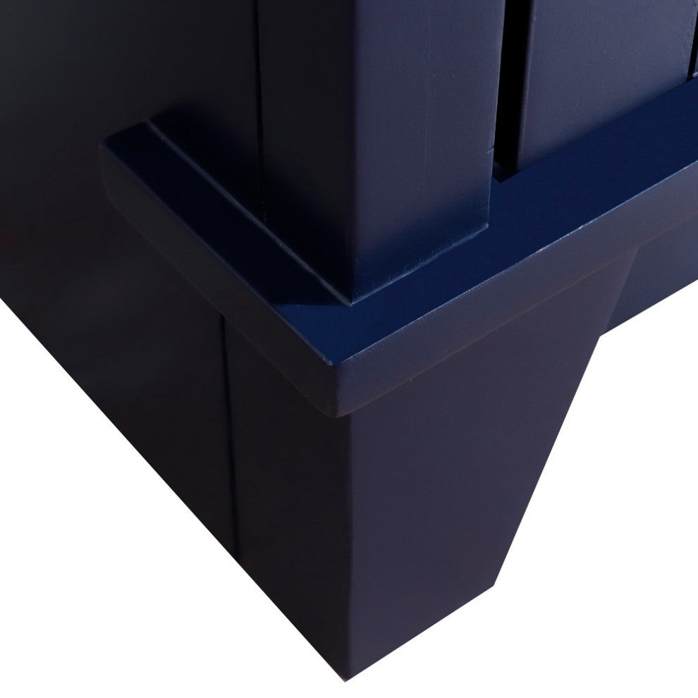 48" Double Sink Vanity, Blue Finish With Gray Granite And Oval Sink