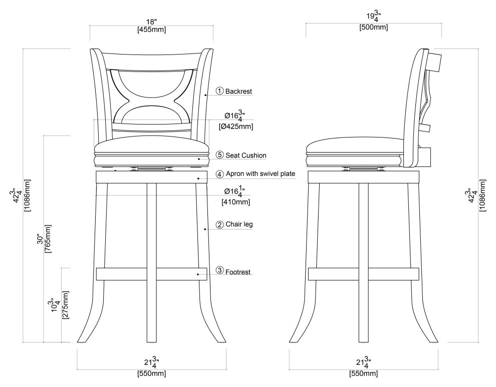 29" Florence swvl stool [black sandthru]