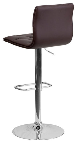 Estella Abby Mid-Back Tufted Brown Vinyl Adjustable Barstool, Swivel