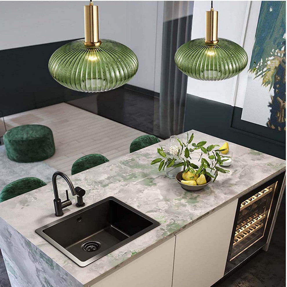 Modern Green Glass Pendant Light Led Mini Hanging Lamp