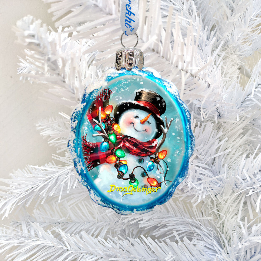 Old Fashion Snowman Mercury Glass Ornament