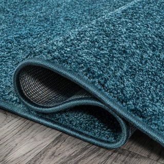 Haze Solid Low-Pile Runner Rug, Turquoise, 5' Square