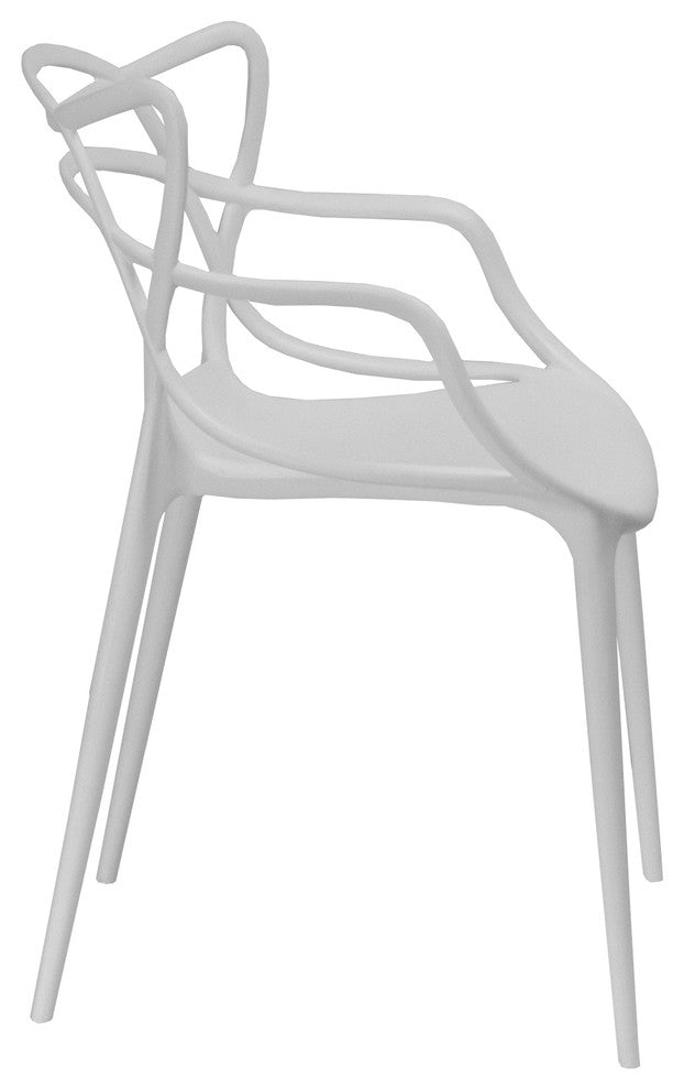 Mod Made Modern Plastic Loop Dining Chair, Set of 2, White