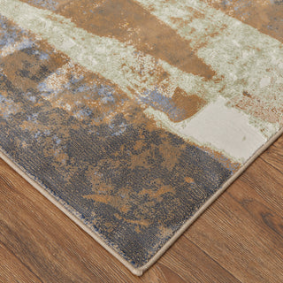 Takara Modern Abstract, Brown/Blue/Ivory, 3'10"x6' Accent Rug