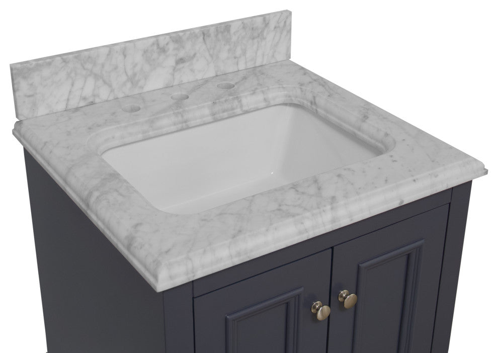Nantucket 24" Bathroom Vanity, Marine Gray, Carrara Marble