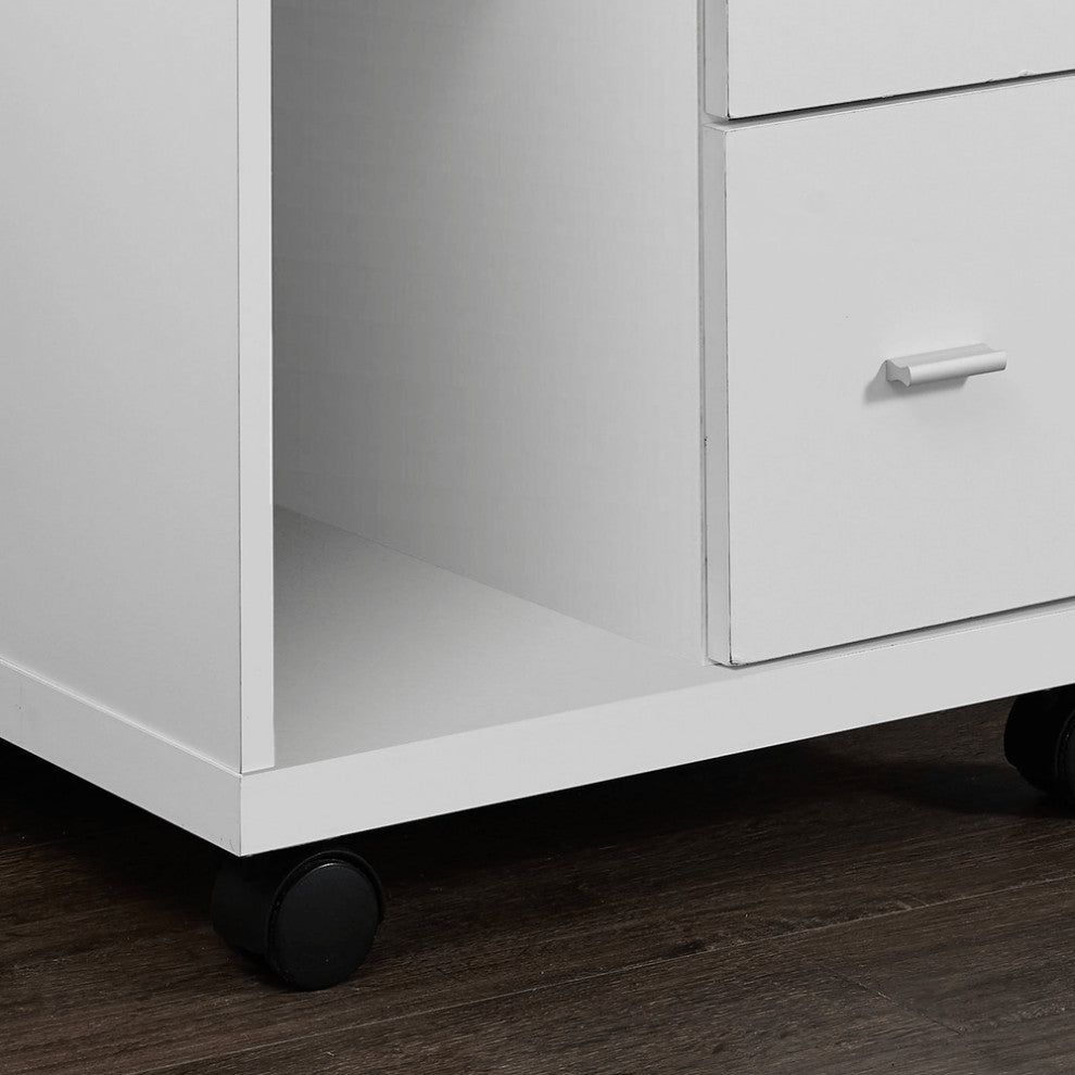 17.75" X 17.75" X 23" White Particle Board Hollow Core 2 Drawers  Office Cabinet