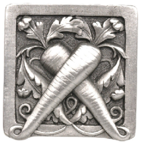 Leafy Carrot Knob Antique Brass, Antique Pewter