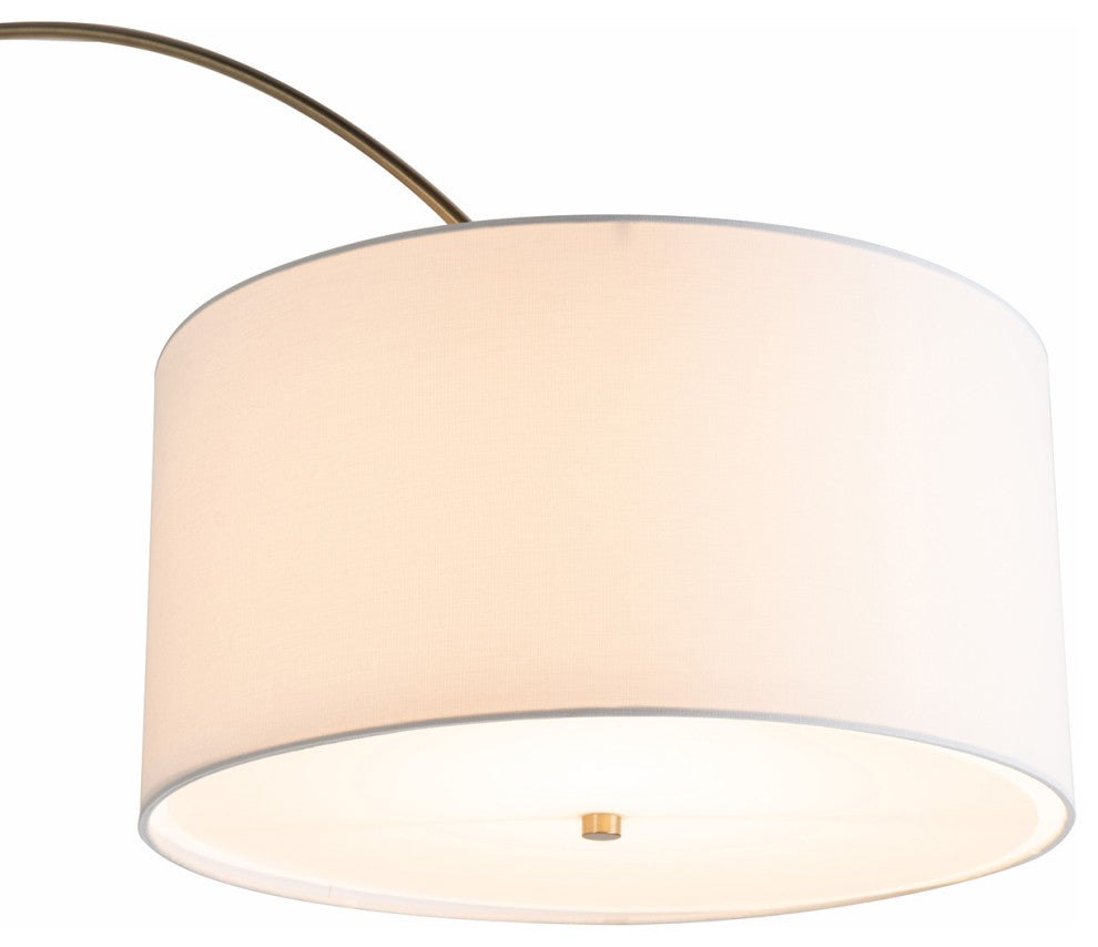Tambo Arc Floor Lamp, Natural Ash Wood Finish, Weathered Brass