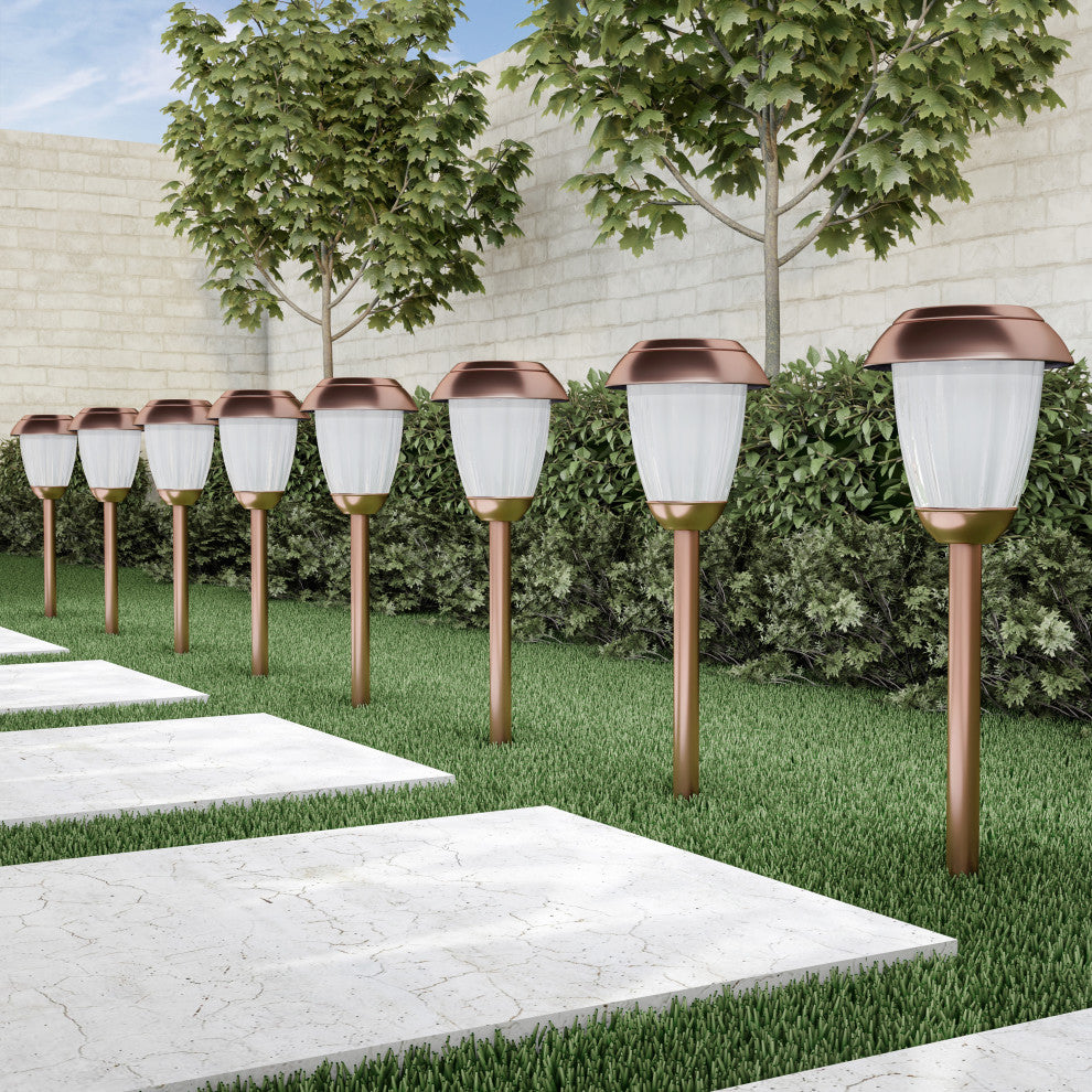 Pure Garden Set of 8 Outdoor Solar Lights, Copper