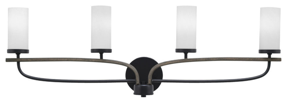 Monterey 4-Light Bath Bar, Matte Black & Painted Distressed, White Marble