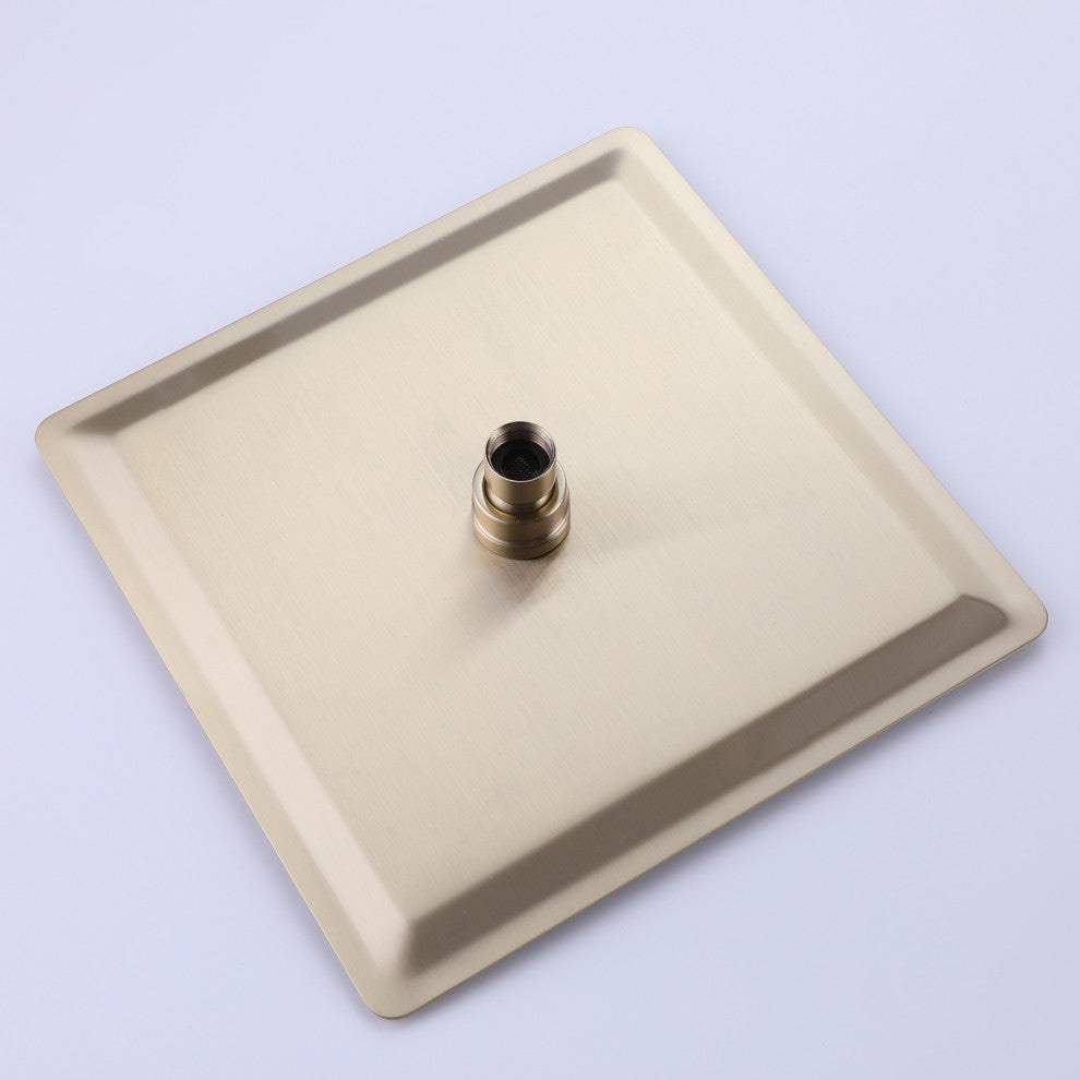 Luxury Wall Mounted Thermostatic Shower System With Rough-In Valve, Brushed Gold